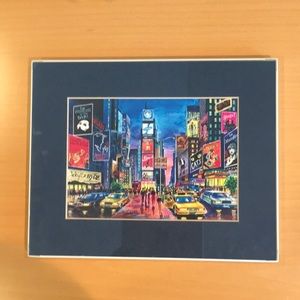Times Square print, matted and framed